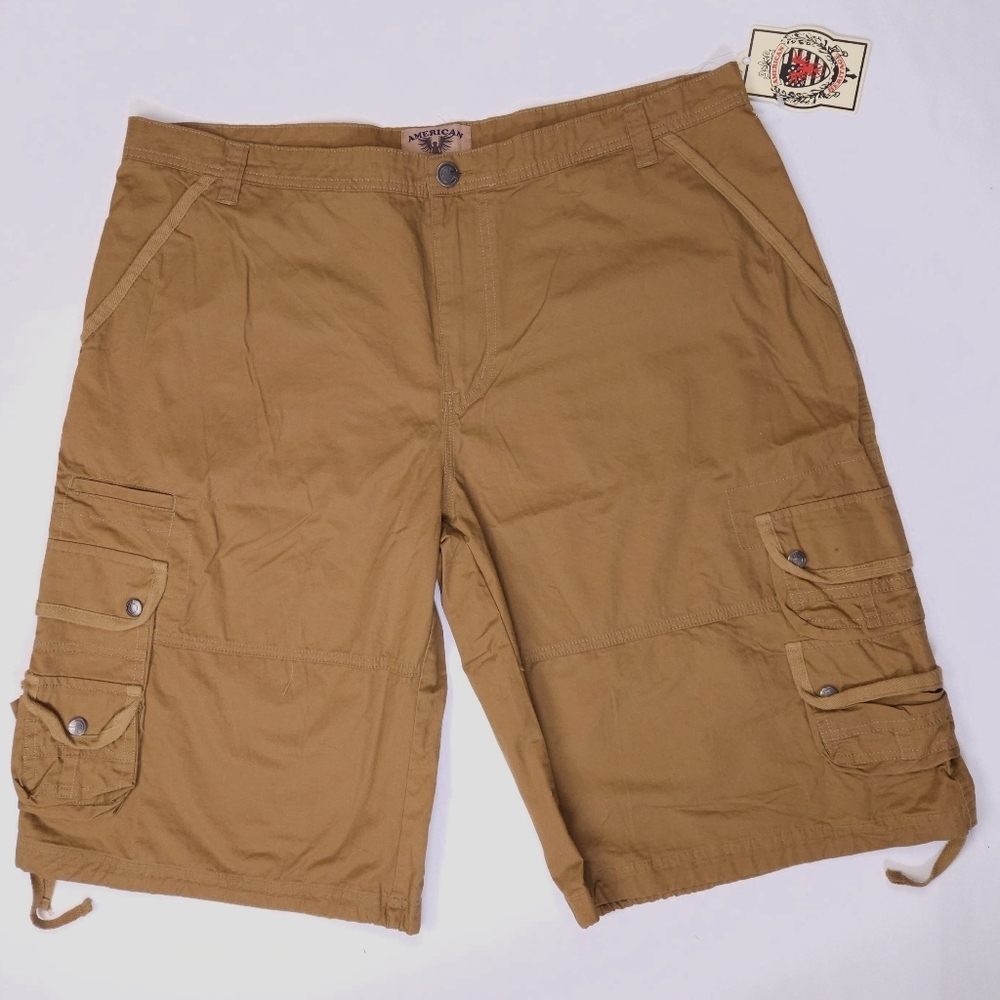 American Heritage Brown Khaki Cargo Utility Shorts Gorpcore Mens 42 NWT
